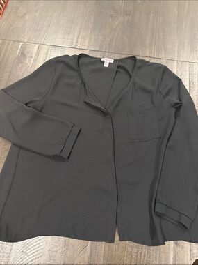 Chelsea28 Black Button-Front Blouse Size M